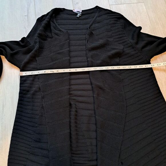 Eileen Fisher XL Black 100% Merino Wool Open Front Cardigan Italian Yarn - Picture 9 of 10